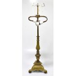 A 19th century brass Dutch style twin branch table lamp, height 70cm.