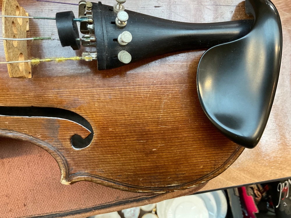 A full size violin labelled 'Vincentius Postiglione Me Fecit Neapoli 1886', with two-piece back, - Image 11 of 18