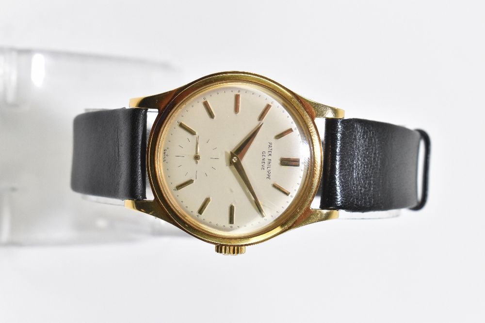 PATEK PHILIPPE; a gentleman's vintage 18ct yellow gold Calatrava wristwatch with baton markers to - Image 2 of 8