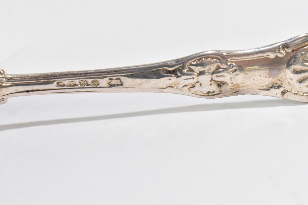 ELIZABETH EATON; a set of four Victorian hallmarked silver cruet spoons in the King's Honeysuckle - Image 3 of 3