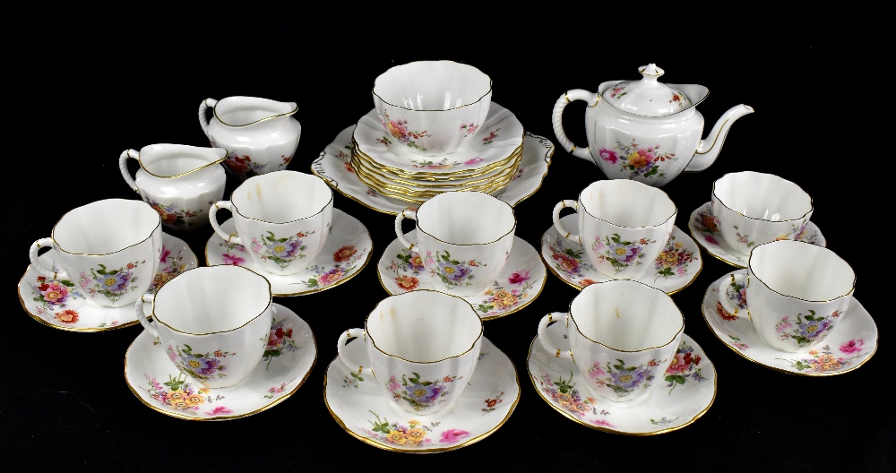 ROYAL CROWN DERBY; a 'Derby Posies' pattern eight piece tea for two set, in original box, with a