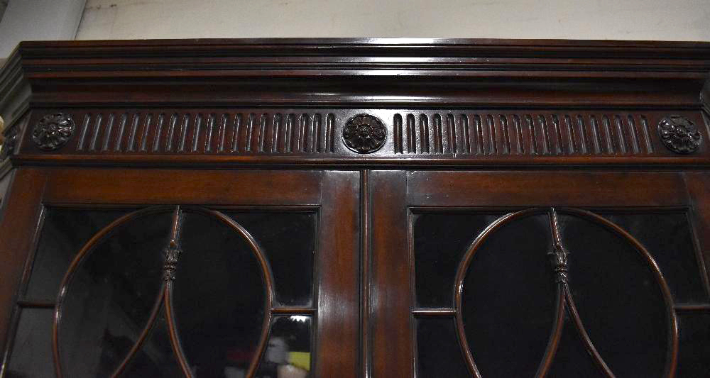 A George III mahogany freestanding corner cabinet, with moulded cornice above two pairs of - Image 3 of 6