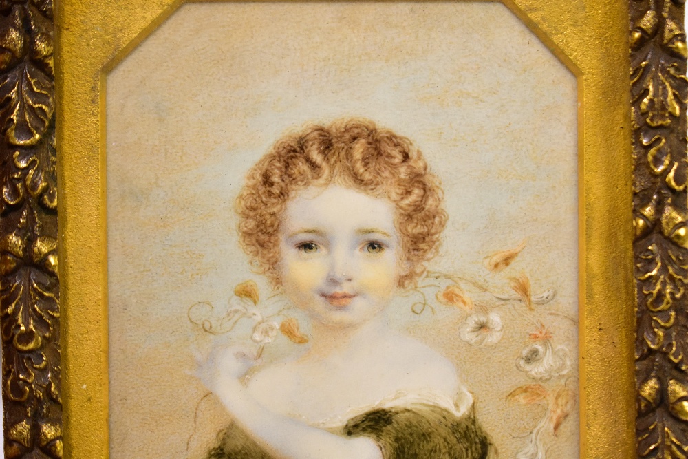 ENGLISH SCHOOL - LATE 19TH CENTURY; set of three watercolour miniatures on ivory, portraits of young - Image 7 of 8
