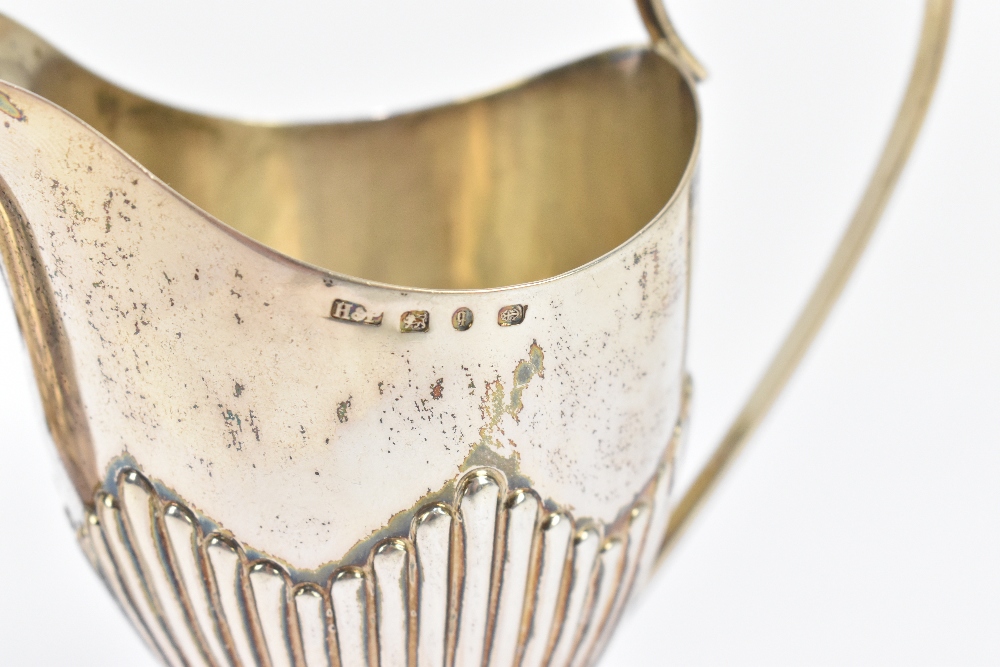 HIRONS & PLANTE (PROBABLY); a Victorian hallmarked silver helmet shaped cream jug with gilded - Image 3 of 4