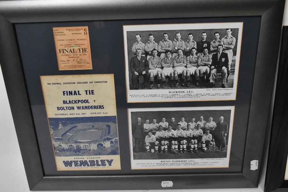 A framed montage depicting a photograph and signature of Sir Stanley Matthews, overall 29 x 28cm, - Image 2 of 3