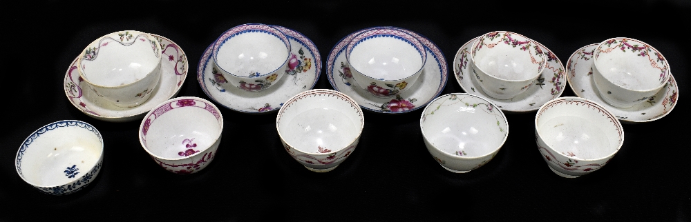 A group of ten 18th/19th century tea bowls, together with five saucers.