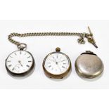 A hallmarked silver key wind open face pocket watch, the circular dial set with Roman numerals and