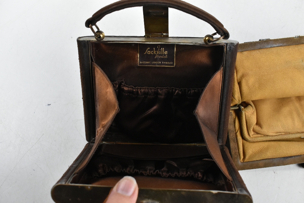 Three vintage handbags including a 1950s Minois France black silk vanity bag, containing a - Image 5 of 5