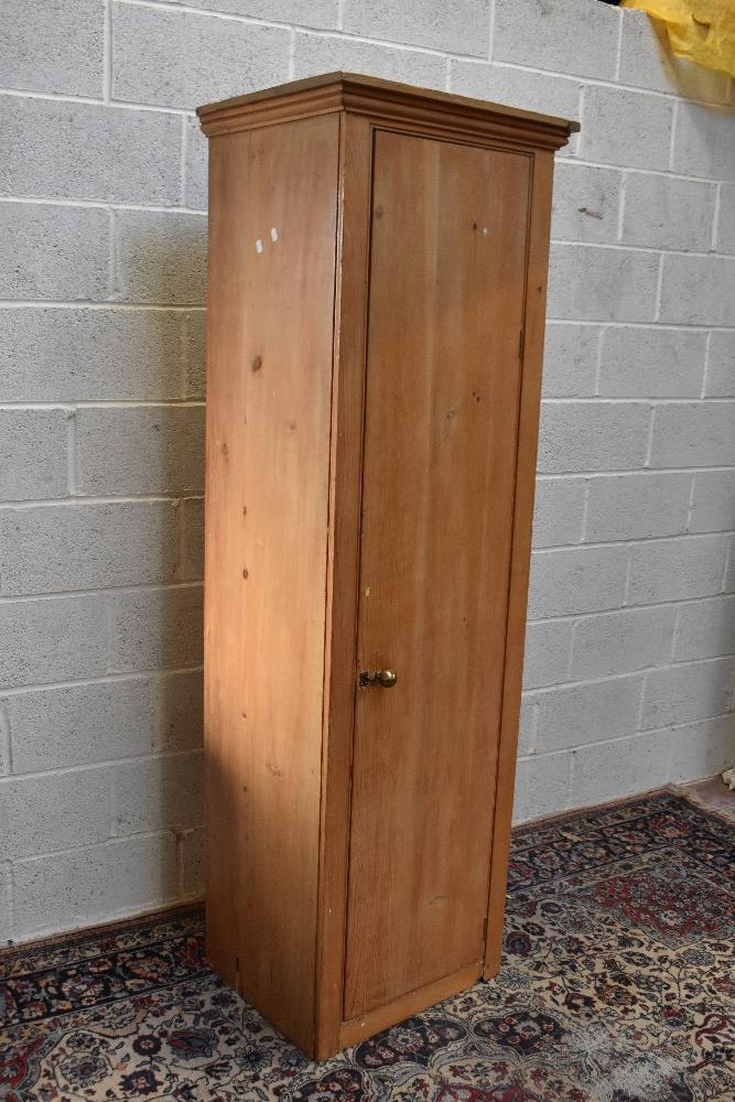 A tall Edwardian pine cupboard, with door enclosing five shelves, height 202cm, width 164cm, depth - Image 3 of 3