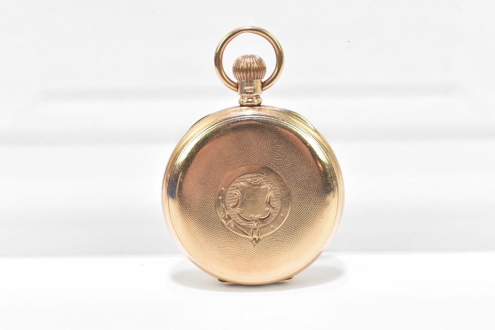ELGIN WATCH CO; a 9ct yellow gold crown wind open face pocket watch, the enamel dial set with jewels - Image 2 of 4