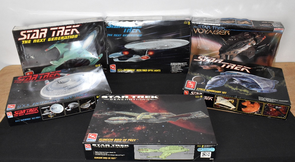 AMT; nine boxed Star Trek model kits including USS Enterprise, Kazon ship, USS Defiance, Kingdom