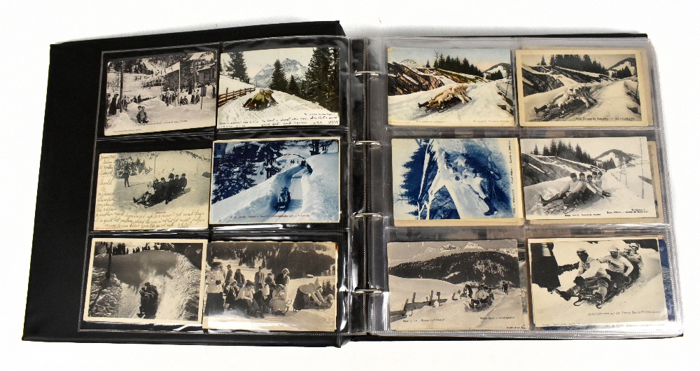 A collection of 230+ early 20th century and later British and European skiing postcards, to