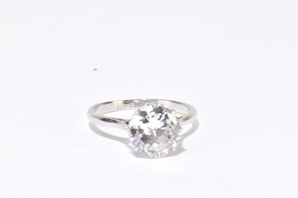 A platinum and diamond solitaire ring, the eight claw set round brilliant cut stone weighing 2.45ct, - Image 3 of 3