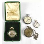 A hallmarked silver open face key wind pocket watch, the dial set with stylised Roman numerals and