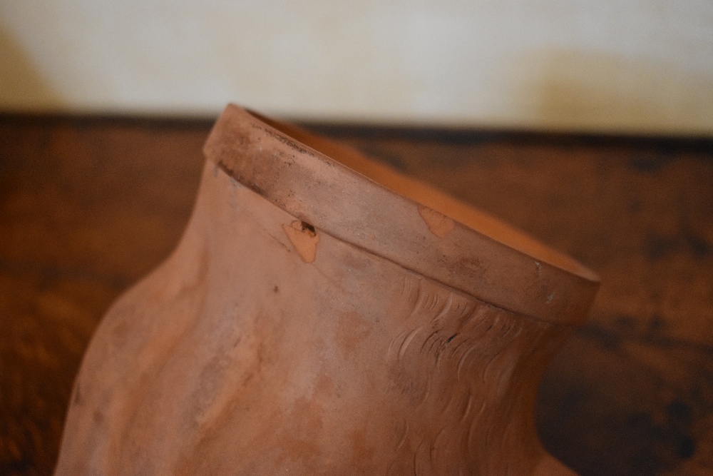 A late Victorian large terracotta fox head stirrup cup, unmarked, length 19cm. Provenance: The - Image 4 of 4