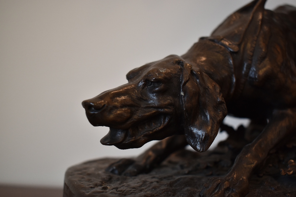 PIERRE JULES MÊNE (French, 1810-1879); a large bronze figure group of a huntsman and hound, signed - Image 3 of 3