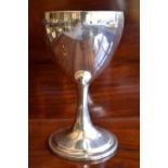 DANIEL EGAN; a George III Irish hallmarked silver goblet of plain form, with gilded detail to the