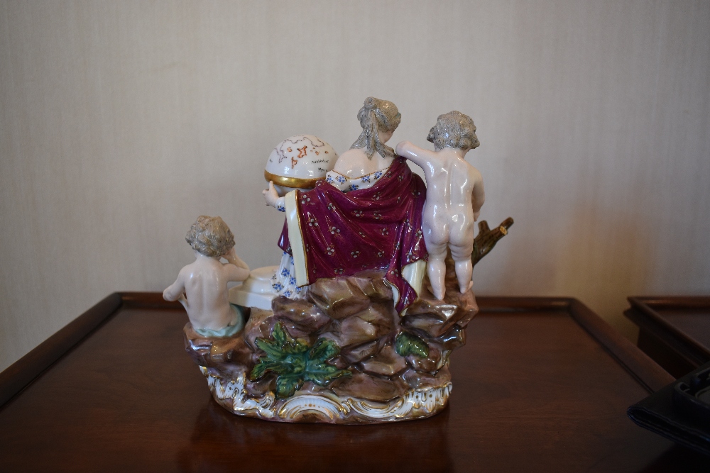 A mid/late 19th century Meissen porcelain figure group representing Geography, with central figure - Bild 2 aus 3