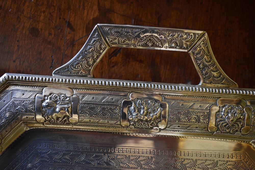 ROBERT SCOTT; a large late Victorian Scottish hallmarked silver tray of rectangular form with canted - Bild 3 aus 3