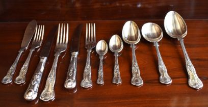A comprehensive suite of contemporary silver plated and stainless steel cutlery comprising fifteen
