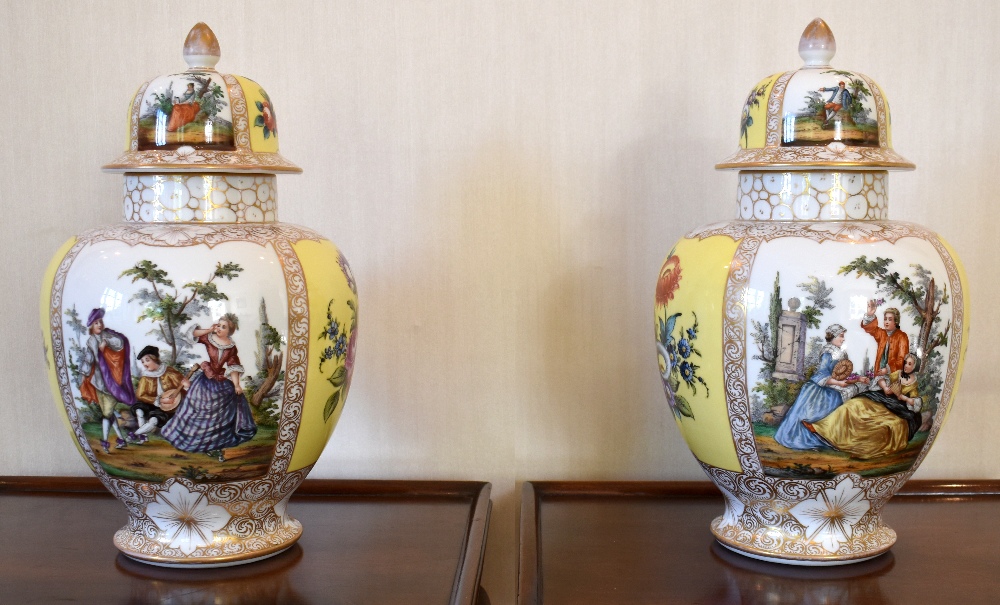 A pair of Augustus Rex late 19th century porcelain globular jars and covers, each lid and body