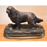 AFTER PIERRE JULES MÊNE; a contemporary bronze figure of a King Charles Spaniel, on integral oval