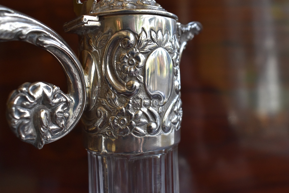 WILLIAM HUTTON & SONS LTD; a late Victorian hallmarked silver mounted and hobnail cut glass claret - Image 2 of 2