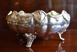 ELKINGTON & CO; a George V hallmarked silver bowl with swag adorned decoration to the shaped rim and