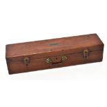 A 19th century mahogany instrument case of rectangular form, the hinged lid with central brass