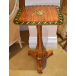 An Edwardian painted satinwood occasional table, the rounded rectangular top centred with a floral