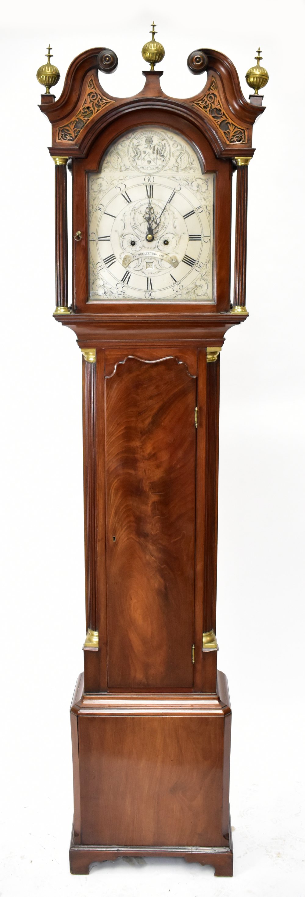 A Scottish George III mahogany longcase clock of diminutive proportions, the broken swan neck