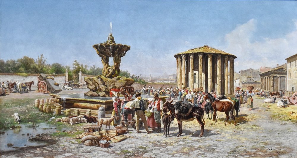 PIETRO BARUCCI (Italian, 1845-1917); large oil on canvas, 'The Temple of Vesta, Rome', signed and - Bild 2 aus 5