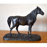 AFTER PIERRE JULES MÊNE; an early/mid-20th century small bronze figure of a stallion standing four