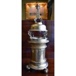 An unusual large Elizabethan style salt with gilt decoration throughout, pierced upper section,