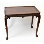 An 18th century Irish mahogany silver table, the rectangular top with moulded raised border above