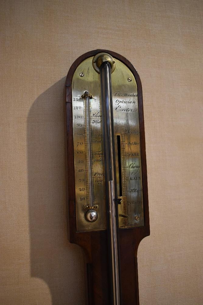 A George III mahogany stick barometer, the scale signed 'A. E. Abraham, Optician, Exeter', with - Bild 2 aus 2