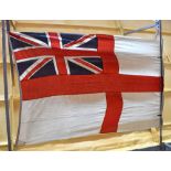 A large vintage white ensign, approx. 380 x 200cm.