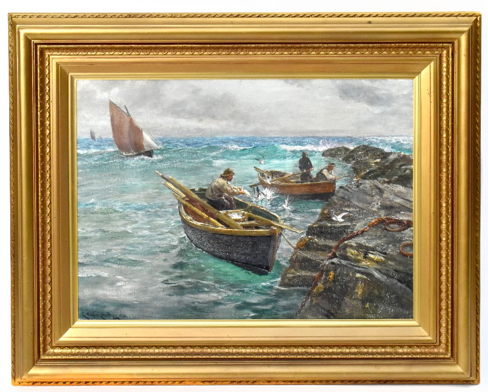 PLEASE NOTE; THIS IS WATERCOLOUR AND TEPERA, NOT OIL. CHARLES NAPIER HEMY RA (1841-1917); large