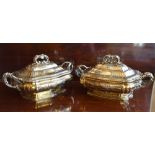 EMILE PUIFORCAT; a pair of late 19th/early 20th century French hallmarked silver gilt tureens and