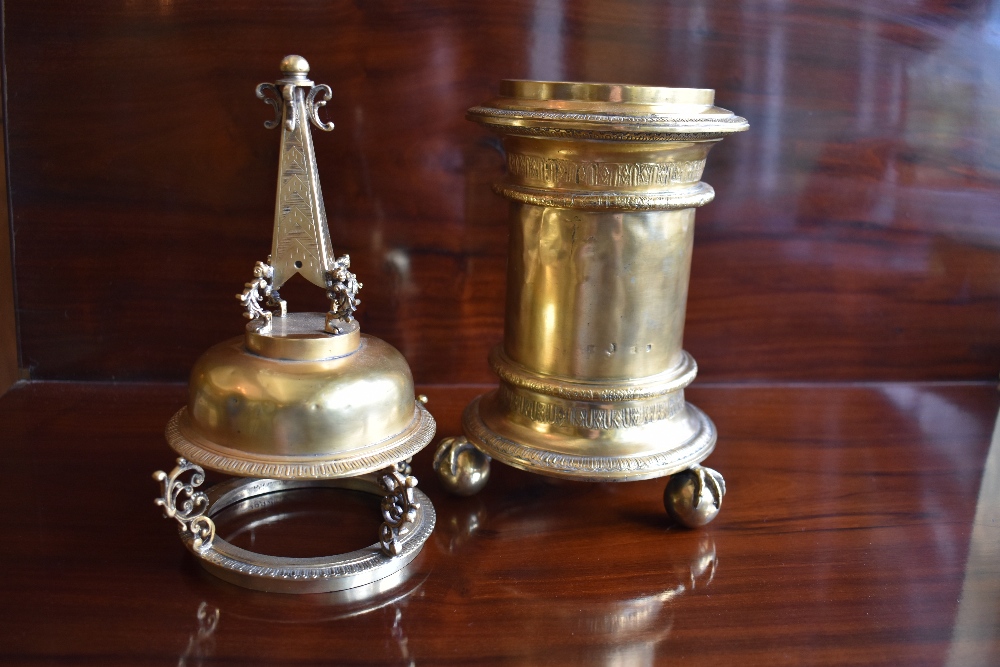 An unusual large Elizabethan style salt with gilt decoration throughout, pierced upper section, - Image 4 of 4