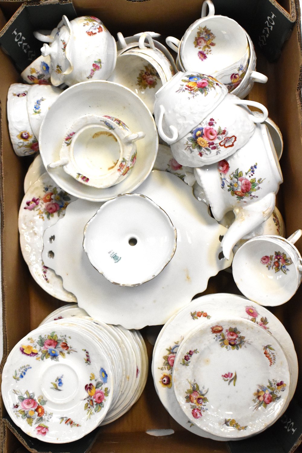 A c1900 Coalport part tea/dinner service with typical hand-painted floral decoration on white - Image 2 of 3