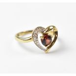 A modern 9ct gold heart ring,