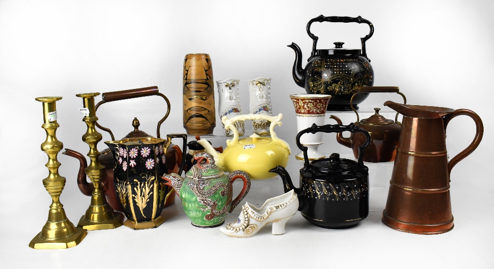 A quantity of mainly early/mid-20th century ceramics to include decorative black coffee pots,