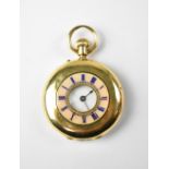 A ladies' 18ct yellow gold demi-hunter crown wind fob/pocket watch,