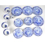SPODE; a large quantity of blue and white 'Italian' design to include dinner plates, side plates,