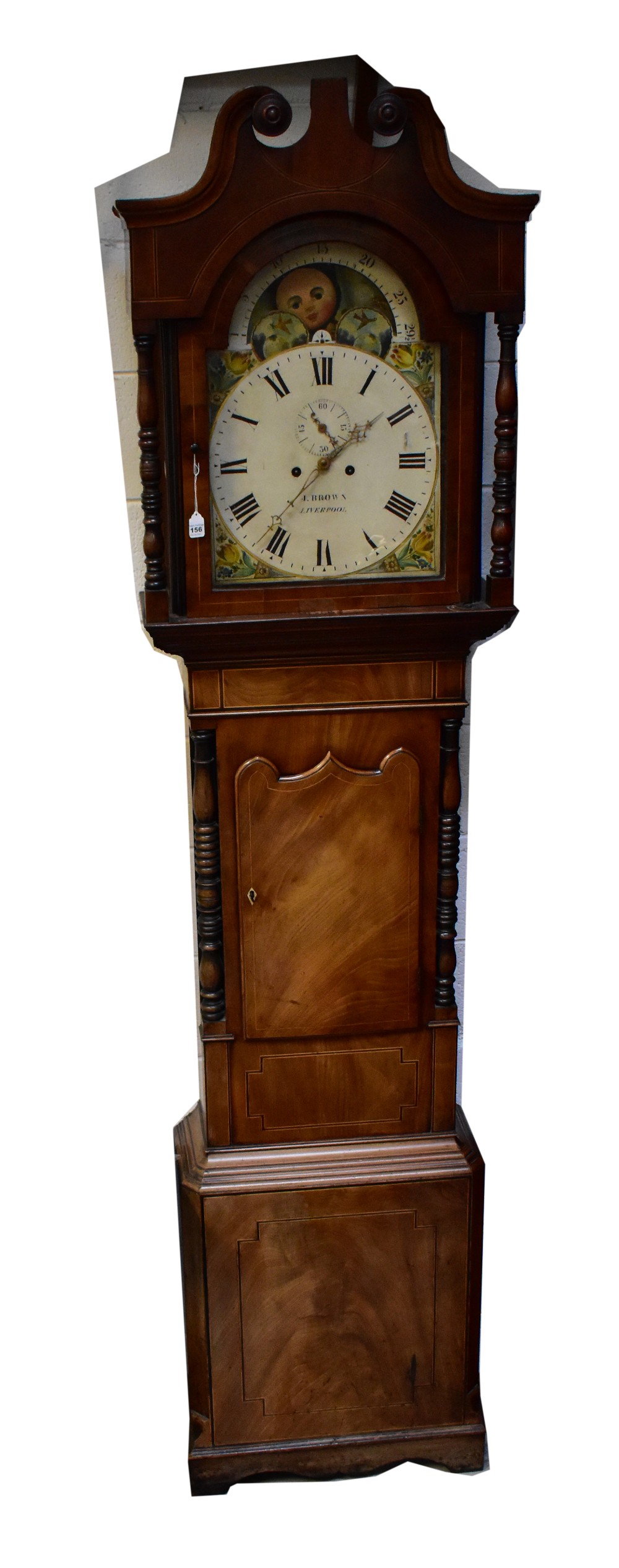 J BROWN, LIVERPOOL; a large 19th century mahogany eight day longcase clock,