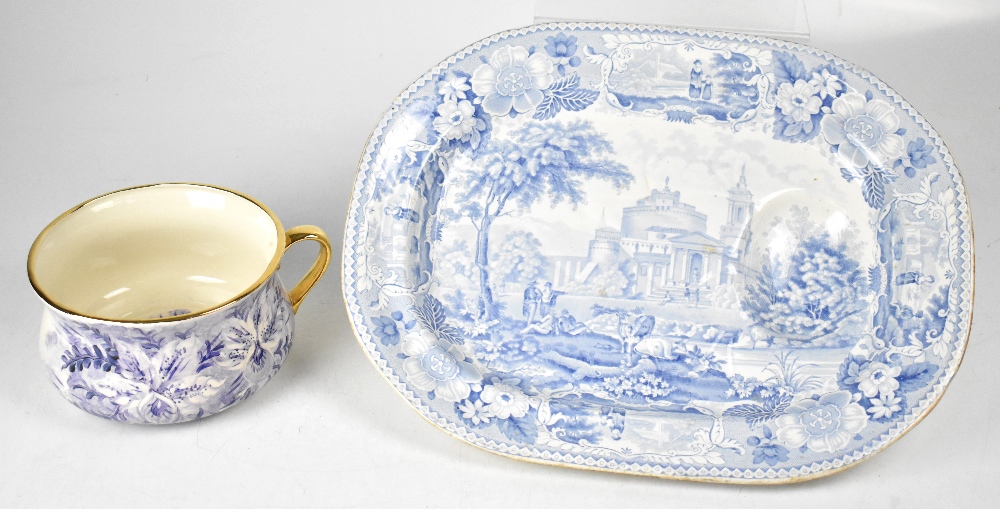 An early 19th century blue and white transfer pattern turkey/meat platter,