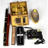 Various collectibles to include a Halina AF Sensor camera, a cut throat razor,