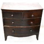 An 19th century mahogany bow fronted chest of two short over two long drawers,