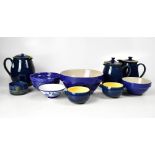 DENBY; a quantity of midnight blue stoneware to include coffee pots, small bowls, twin handle bowls,